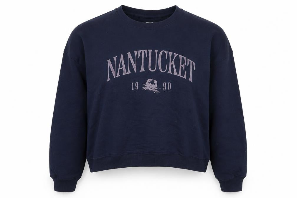 Hollister Women Blue M Nantucket 1990 Graphic Crew Neck Sweatshirt