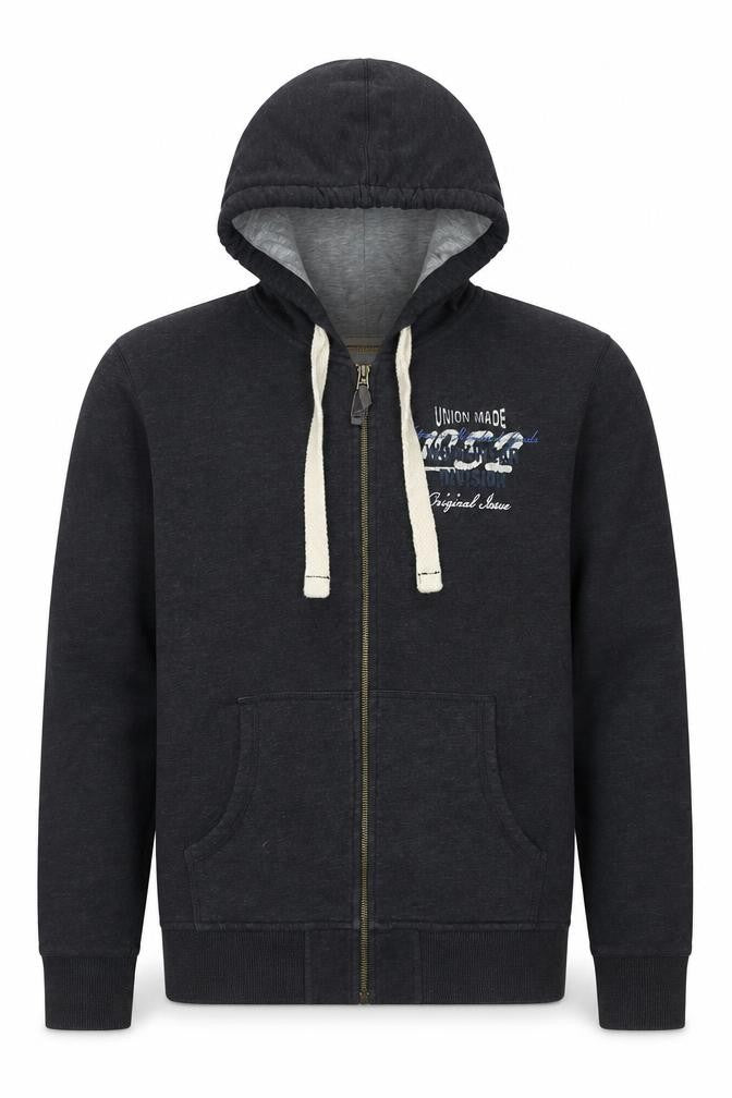 North Coast Men's Grey L Full Zip Graphic Hoodie Cotton Blend