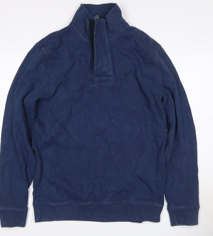 Additional front view of Crew Clothing Men’s Blue S Quarter Zip Cotton Fleece Sweatshirt