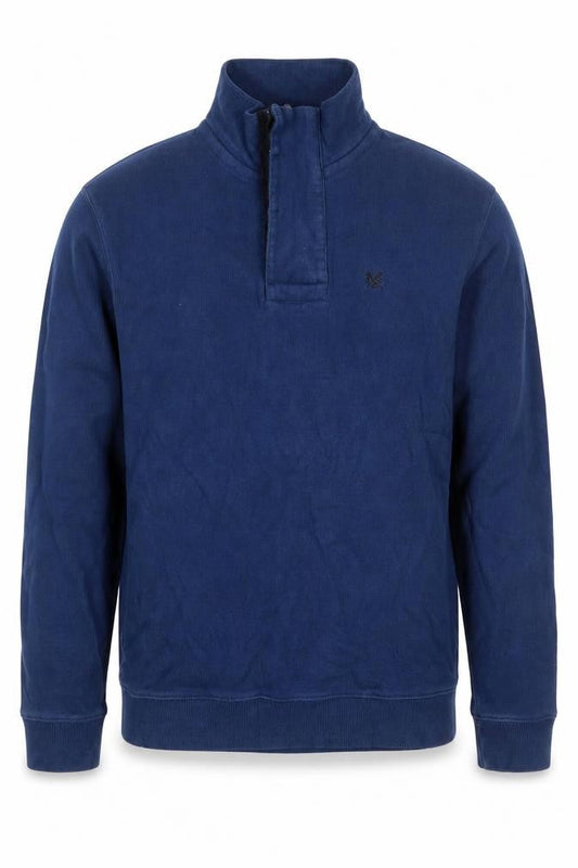 Crew Clothing Men’s Blue S Quarter Zip Cotton Fleece Sweatshirt