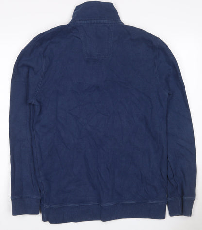 Back view of Crew Clothing Men’s Blue S Quarter Zip Cotton Fleece Sweatshirt