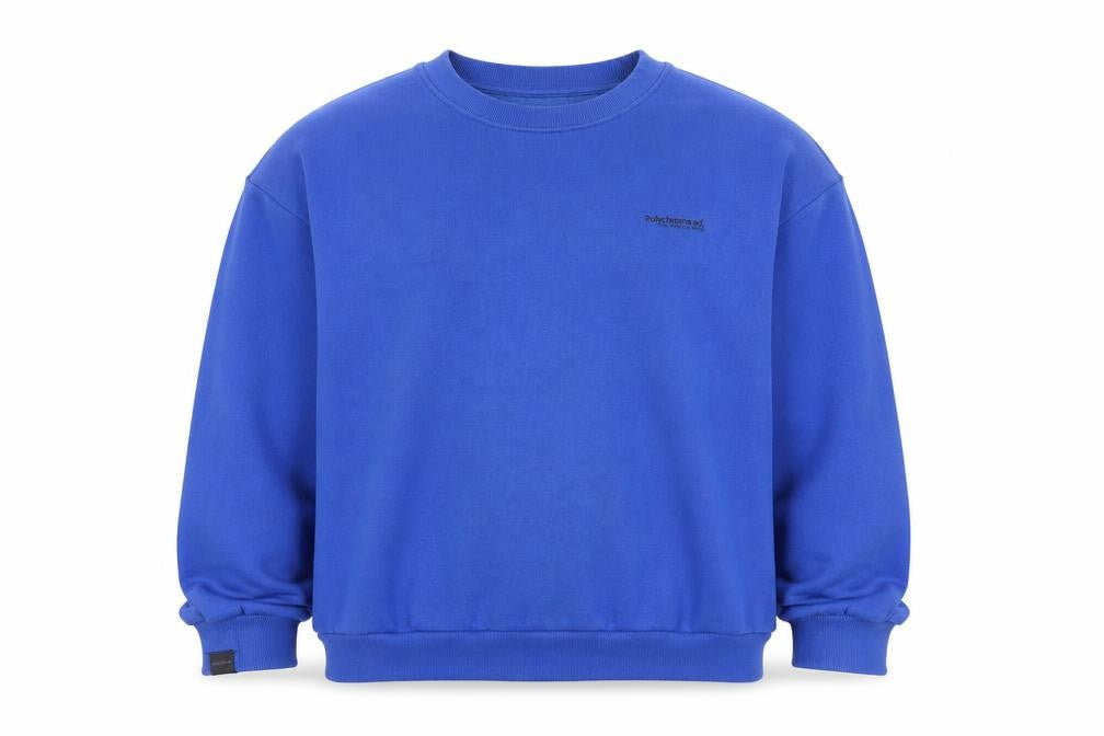 Pull&Bear Women’s Blue M Crew Neck Logo Fleece Pullover Sweatshirt