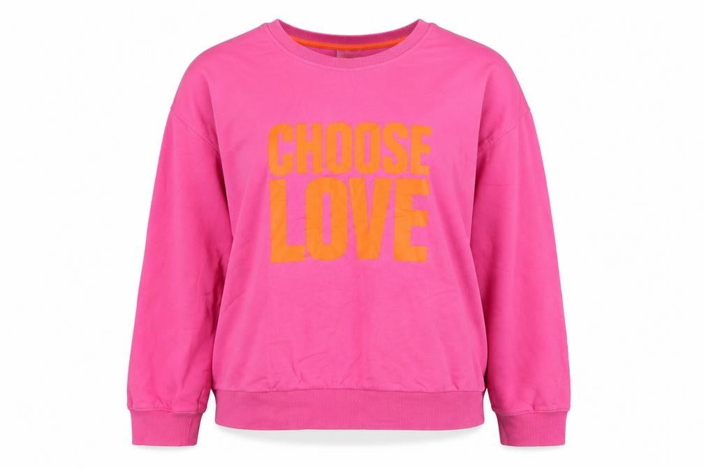 Choose Love Women’s Pink L Pullover Organic Cotton Graphic Sweatshirt