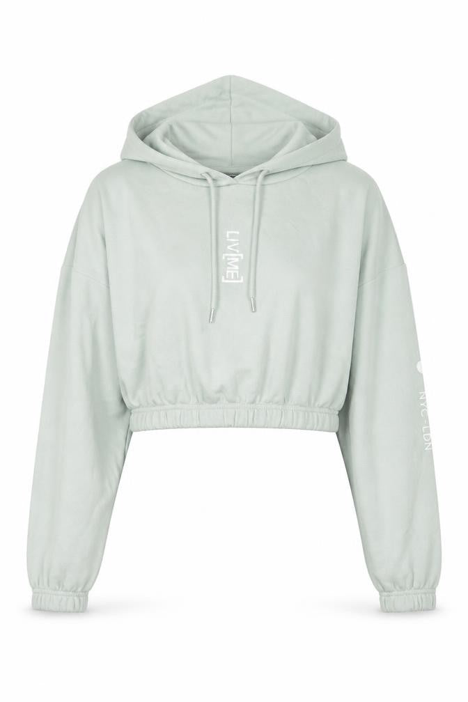 NVME Women’s Mint Green Cropped Oversized Pullover Hoodie Size M