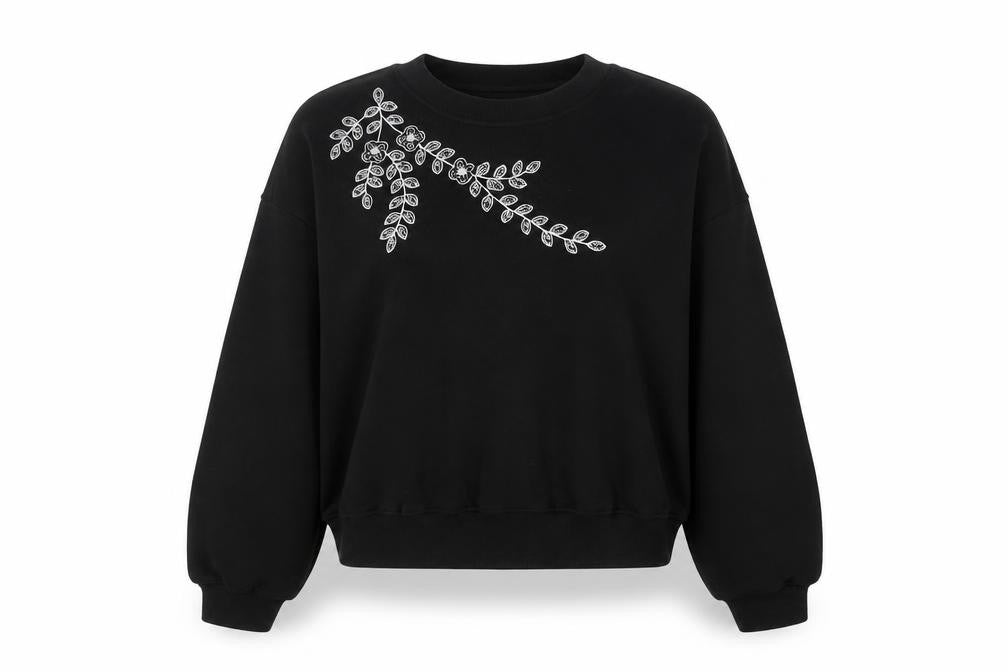 Marks & Spencer Women’s Black M Pullover Sweatshirt Beaded Floral NWT