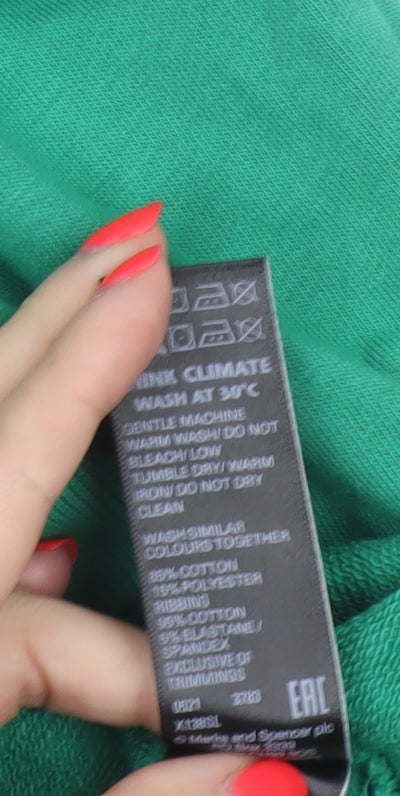 Marks & Spencer Women’s Green UK 12 Pullover Hoodie Drawstring