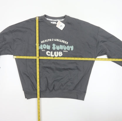 Tu Women Grey Size 12 Slow Sunday Club Graphic Fleece Pyjama Jumper