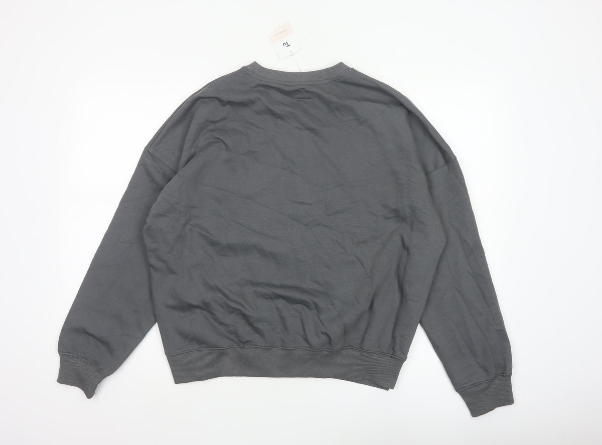 TU Women Grey Size 12 Slow Sunday Club Graphic Fleece Pyjama Jumper