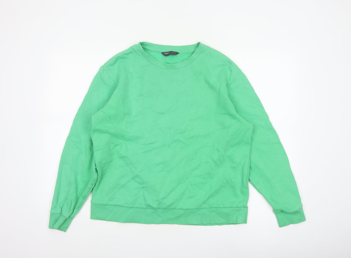 Marks & Spencer Women Green M Pullover Crew Neck Sweatshirt