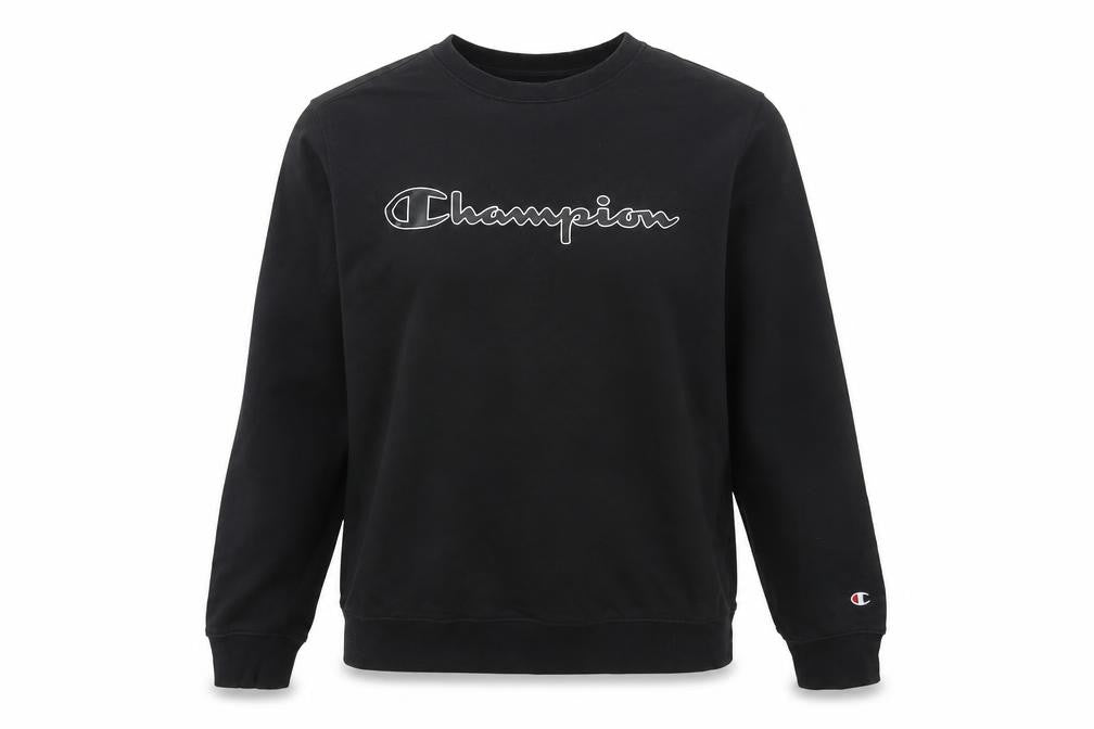 Champion Women Black S Pullover Sweatshirt Logo Crew Neck Cotton Blend