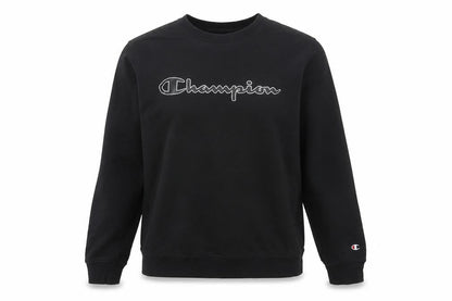 Champion Women Black S Pullover Sweatshirt Logo Crew Neck Cotton Blend
