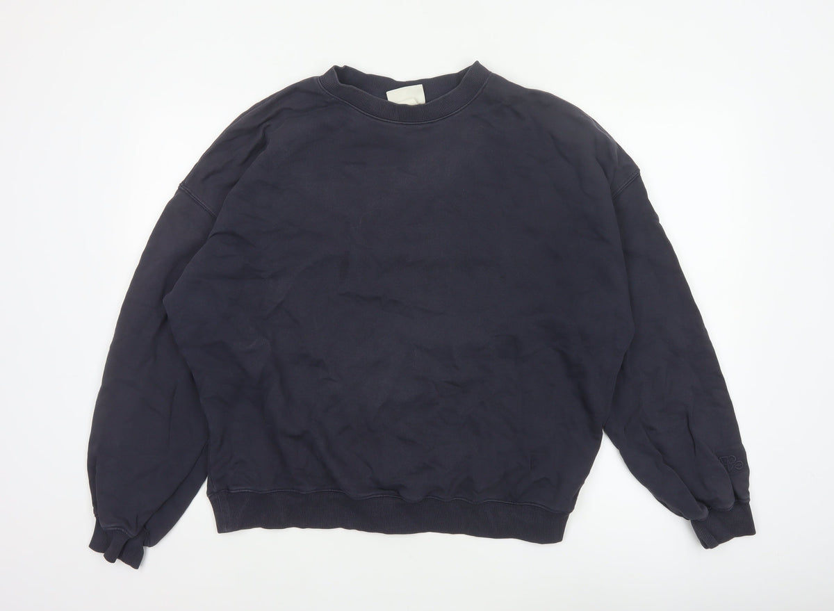 H&M Move Men’s Blue L Crew Neck Cotton Pullover Sweatshirt