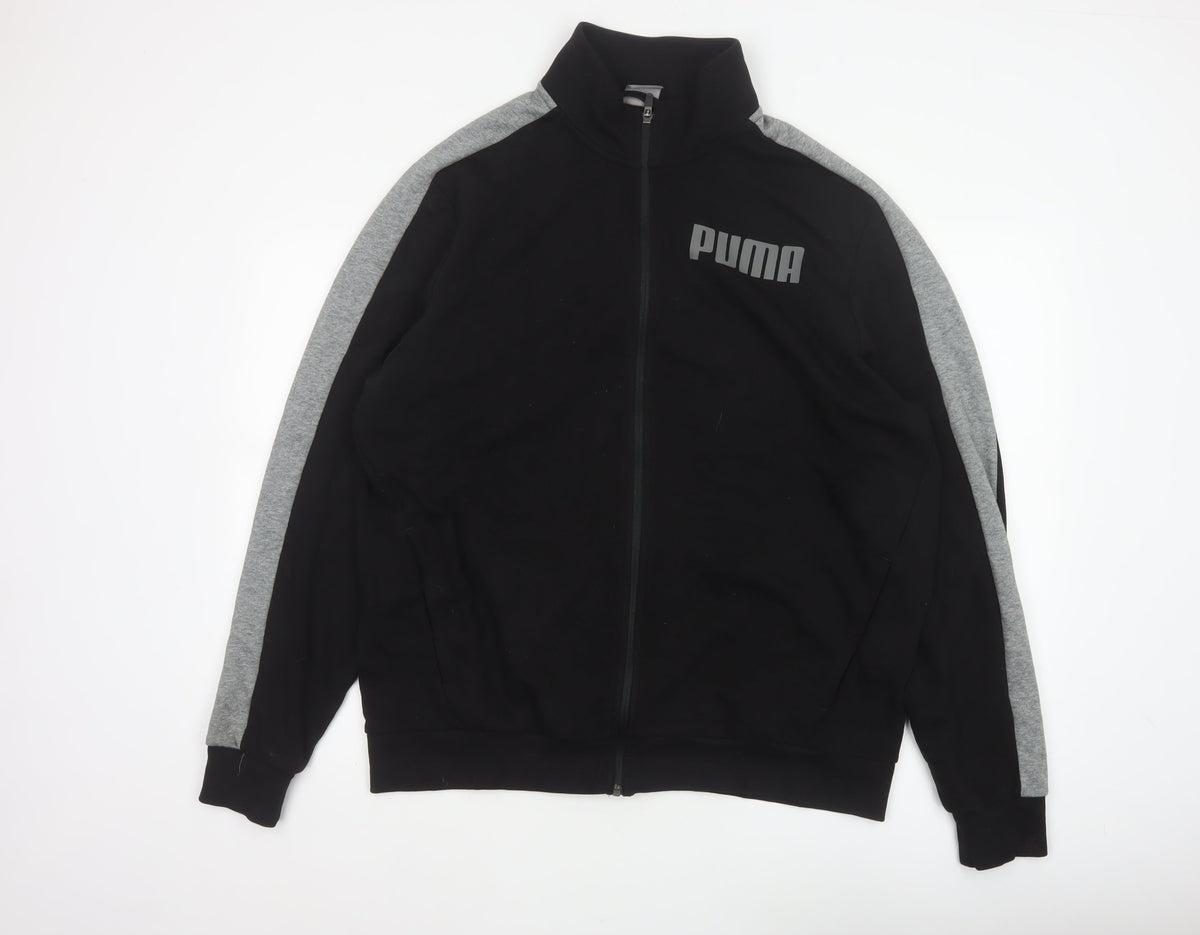 Puma Men’s Black Grey XL Full Zip Track Jacket Logo Sports