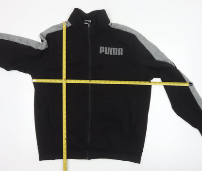 Back view of Puma Men’s Black Grey XL Full Zip Track Jacket Logo Sports