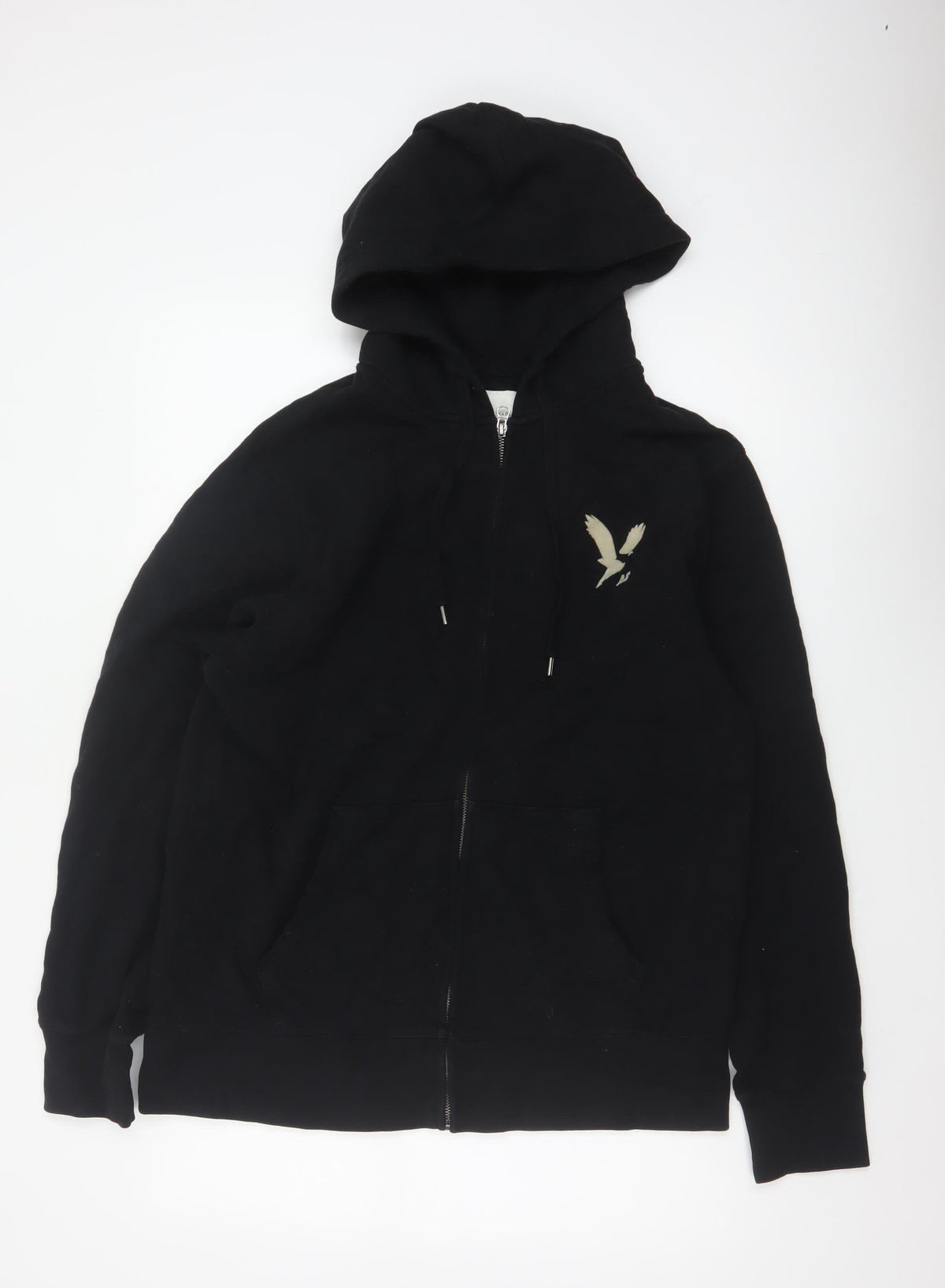 American Eagle Men’s Black L Full Zip Hooded Fleece Logo Hoodie