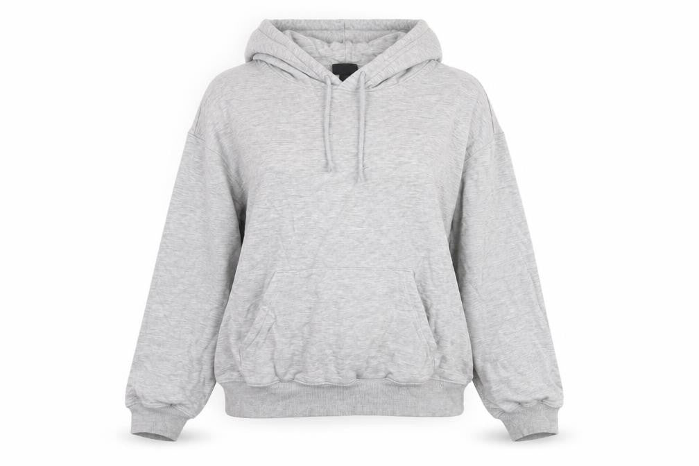 H&M Women Grey XS Relaxed Fit Fleece Pullover Hoodie