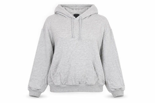 H&M Women Grey XS Relaxed Fit Fleece Pullover Hoodie