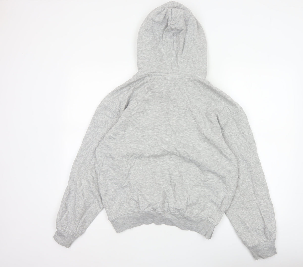 H&M Women Grey XS Relaxed Fit Fleece Pullover Hoodie