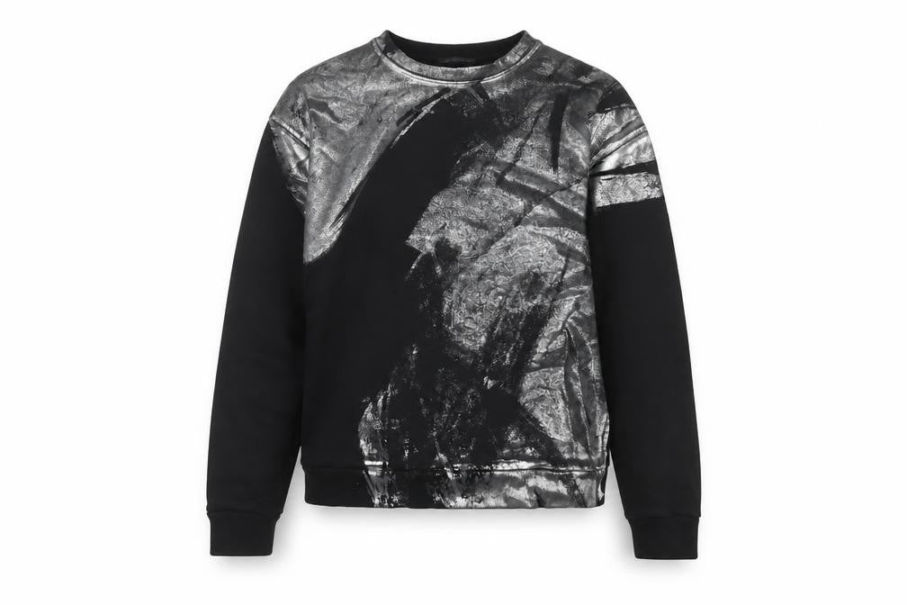 Zara Women Black Silver Metallic Pullover Sweatshirt Size S