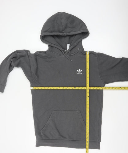 Back view of Adidas Men’s Grey S Pullover Hoodie Trefoil Logo Cotton Kangaroo Pocket