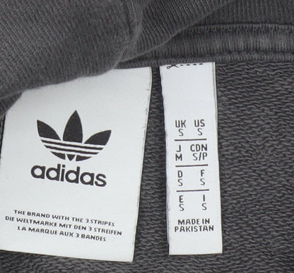 Additional view of Adidas Men’s Grey S Pullover Hoodie Trefoil Logo Cotton Kangaroo Pocket