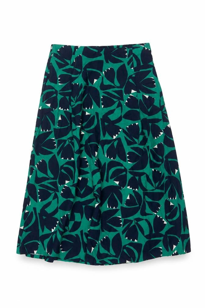 Seasalt Cornwall Women Green Floral A-Line Midi Skirt UK 10