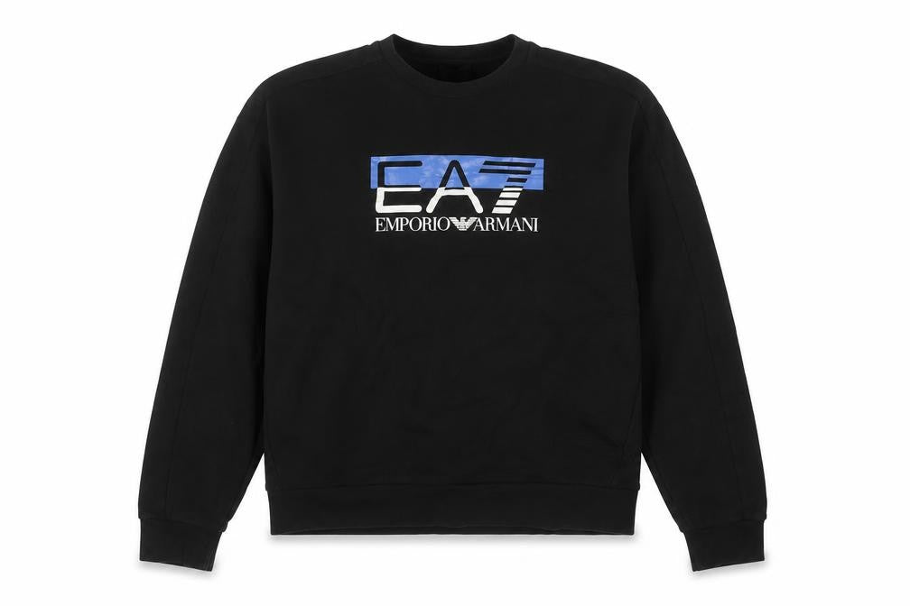 EA7 Emporio Armani Men’s Black L Crew Neck Logo Sweatshirt