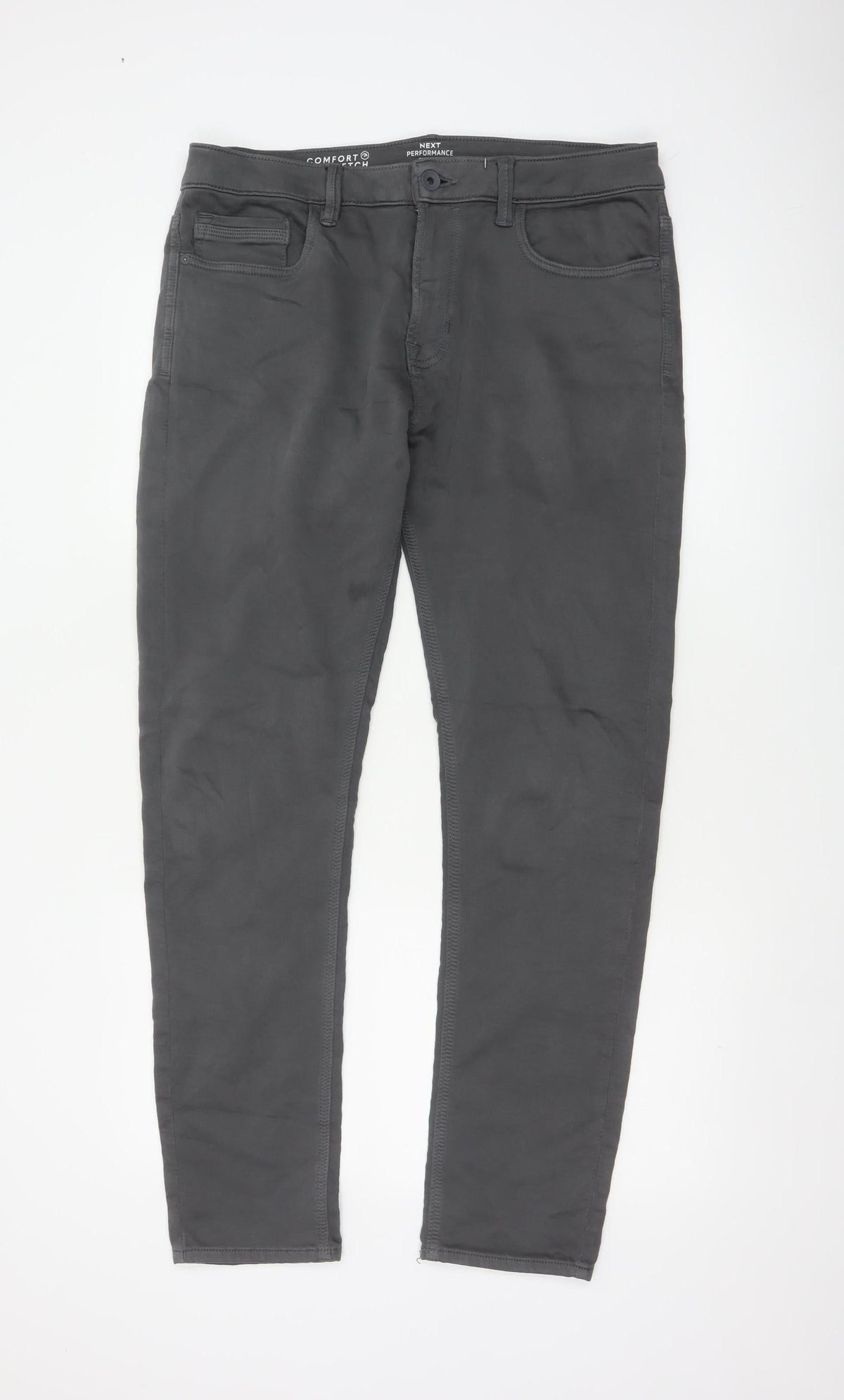 Next Men’s Grey 34R Performance Skinny Fit Stretch Trousers