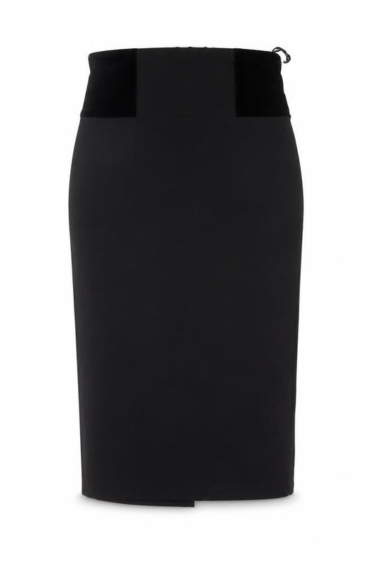 Kelly Ewing Collection Women Black UK 10 High Rise Velvet Pencil Skirt