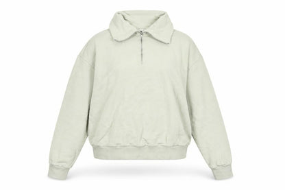 Mango Women’s Green M Hooded Quarter Zip Pullover Sweatshirt