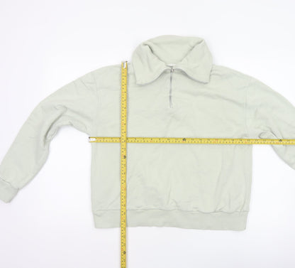 Mango Women’s Green M Hooded Quarter Zip Pullover Sweatshirt