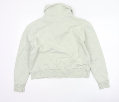 Mango Women’s Green M Hooded Quarter Zip Pullover Sweatshirt