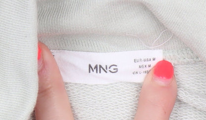 Mango Women’s Green M Hooded Quarter Zip Pullover Sweatshirt
