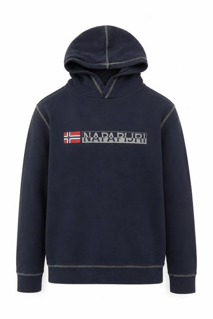 Napapijri Men’s Blue L Pullover Hoodie Norway Flag Logo