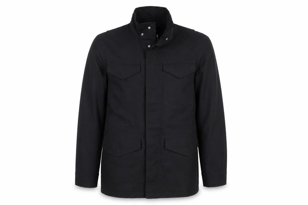 Reiss Men Black M Military Jacket Padded 4 Pocket Stand-Up Collar