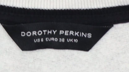 Brand and care label for Dorothy Perkins Women Grey Floral Embroidered Pullover Sweatshirt UK 10