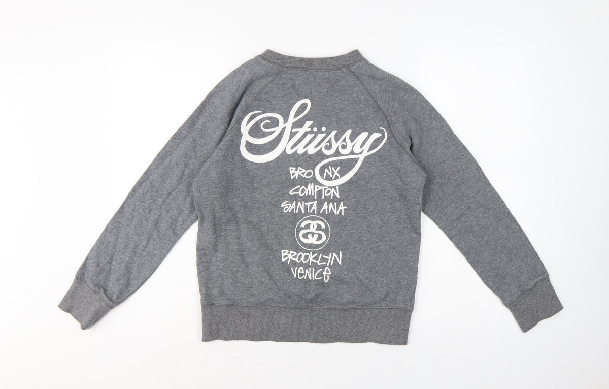 Stussy x Champion Unisex Grey S Pullover Logo Sweatshirt