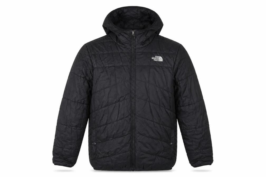 The North Face Boys Black XL Puffer Jacket Hooded Quilted Full Zip