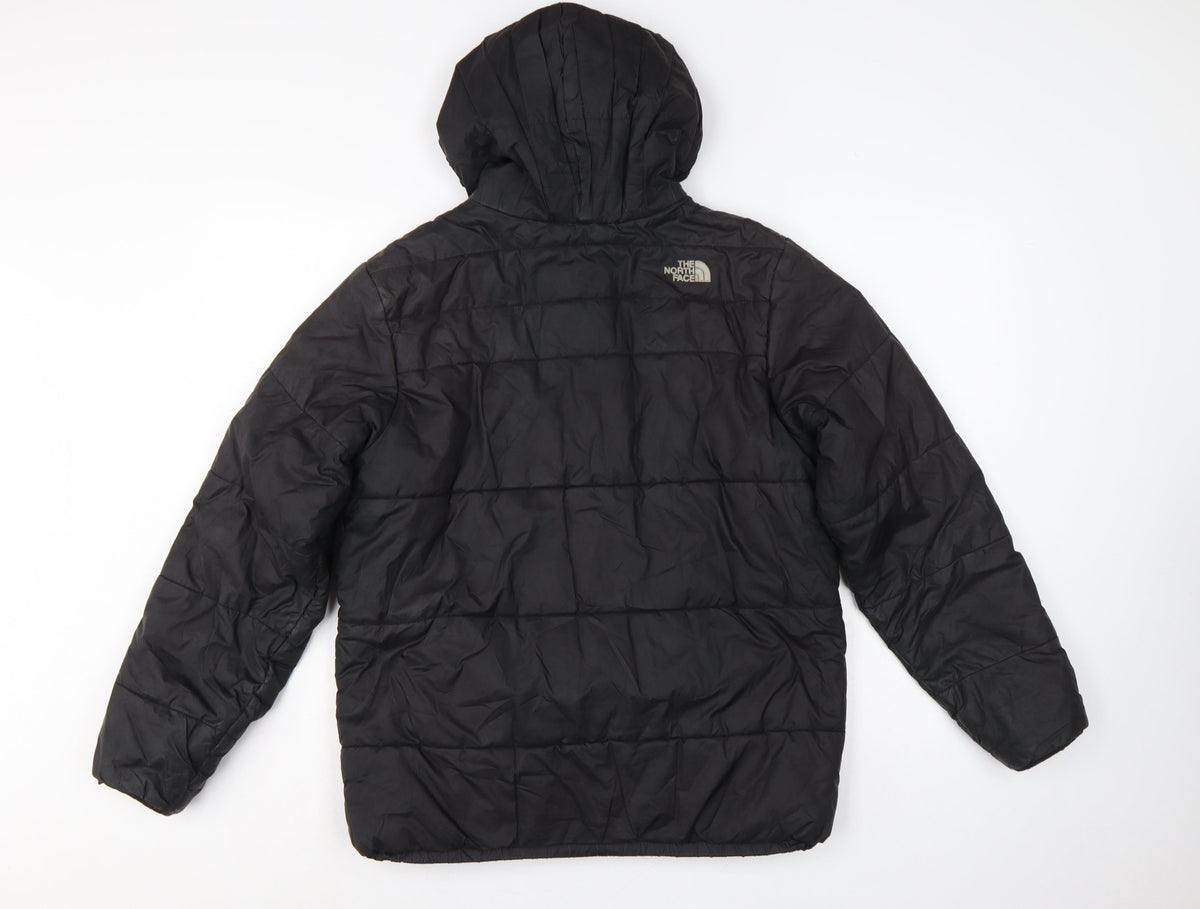 The North Face Boys Black XL Puffer Jacket Hooded Quilted Full Zip