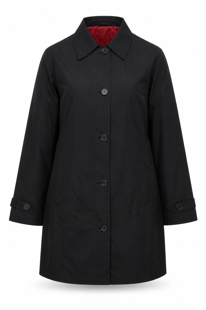 Essence Evans Women's Black UK 22 Mid-Length Button Overcoat Lined
