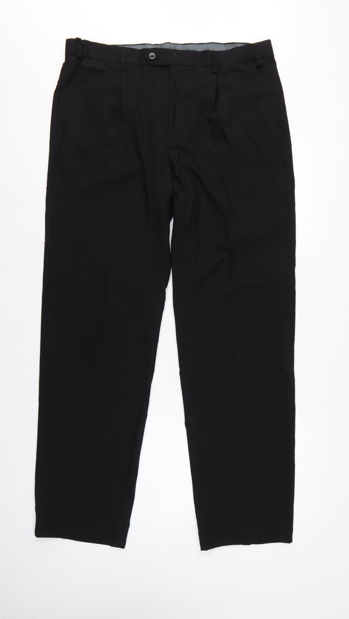 Marks & Spencer Men Black 33in Regular Straight Dress Trousers