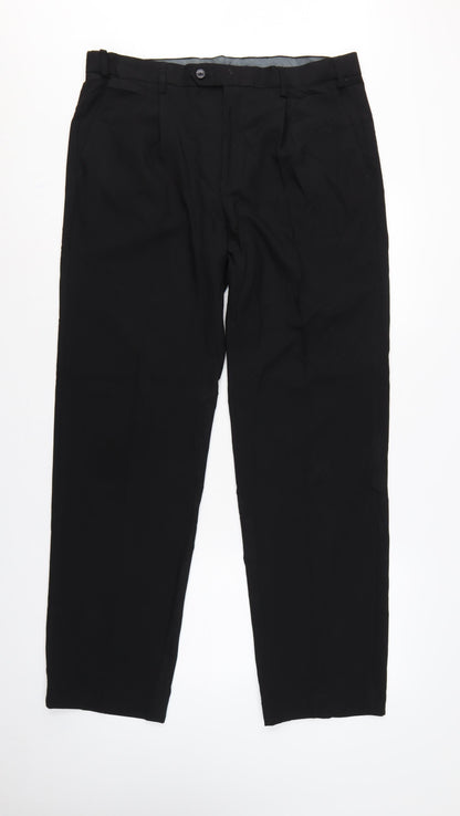 Marks & Spencer Men Black 33in Regular Straight Dress Trousers