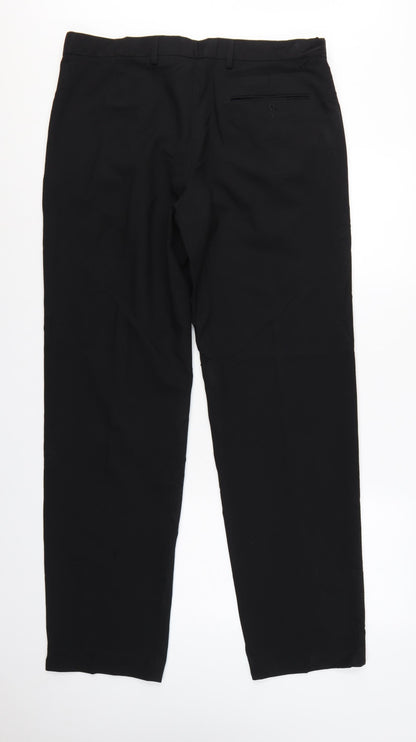 Marks & Spencer Men Black 33in Regular Straight Dress Trousers