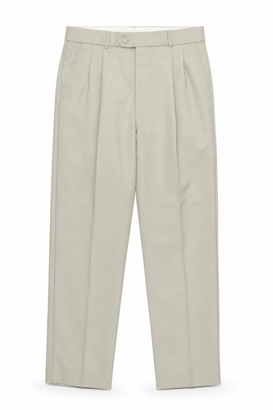 Premier Man Men's Beige 34S Pleated Tapered Dress Trousers