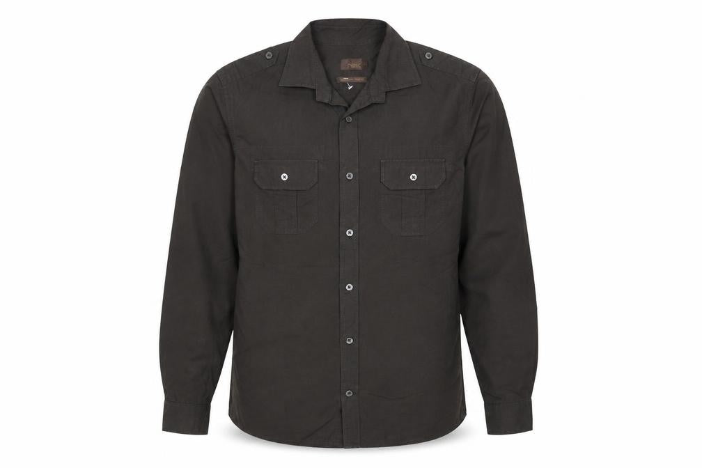 Next Men’s Black M Military Long Sleeve Button-Up Pocket Shirt