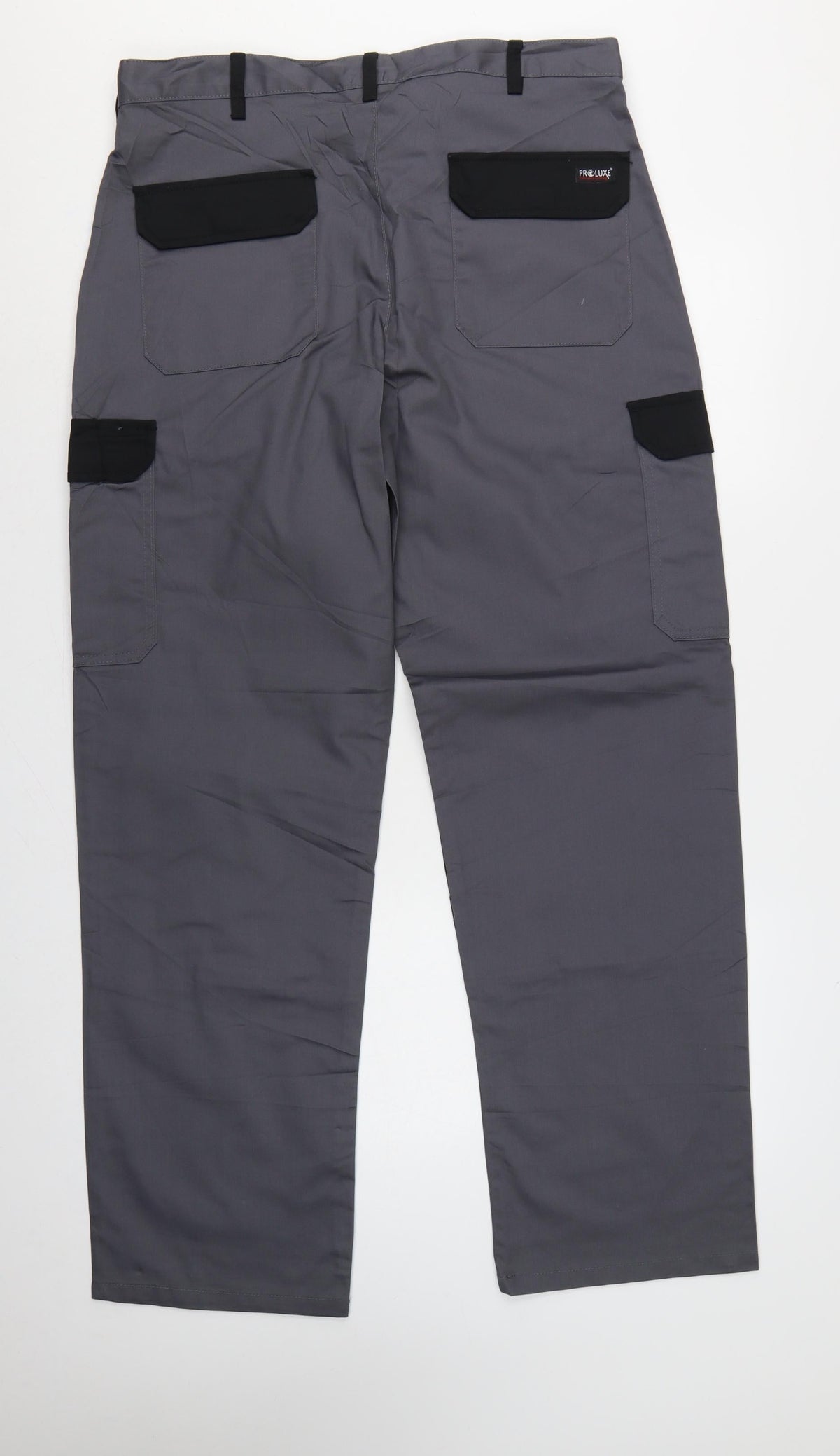 Proluxe Men’s Grey 36T Cargo Work Trousers Straight Leg Pockets