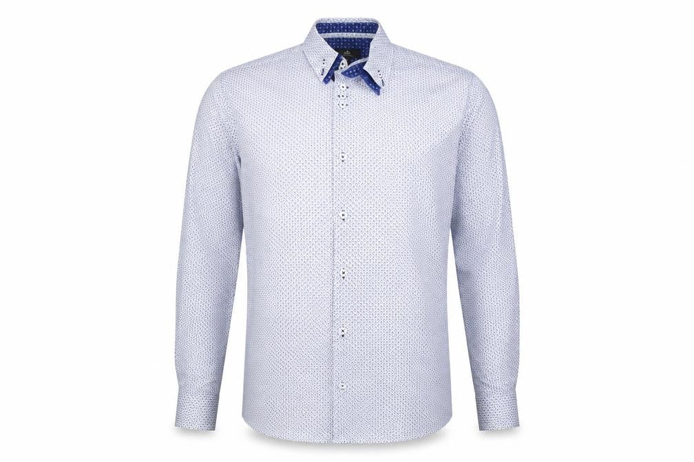 Next Tailoring Men’s Blue Geometric Slim Fit XL Cotton Shirt