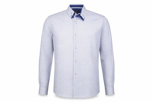 Next Tailoring Men’s Blue Geometric Slim Fit XL Cotton Shirt