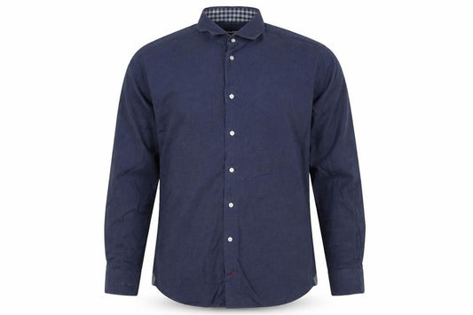Tommy Hilfiger Men Blue 16.5 Slim Fit Linen Button Down Shirt