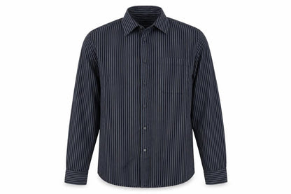 Double TWO Men’s Black Grey Stripe 15.5 Collar Cotton Button-Up Shirt